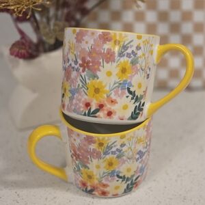 Spring In Tuscany Floral Mug Set w/ Yellow Handle